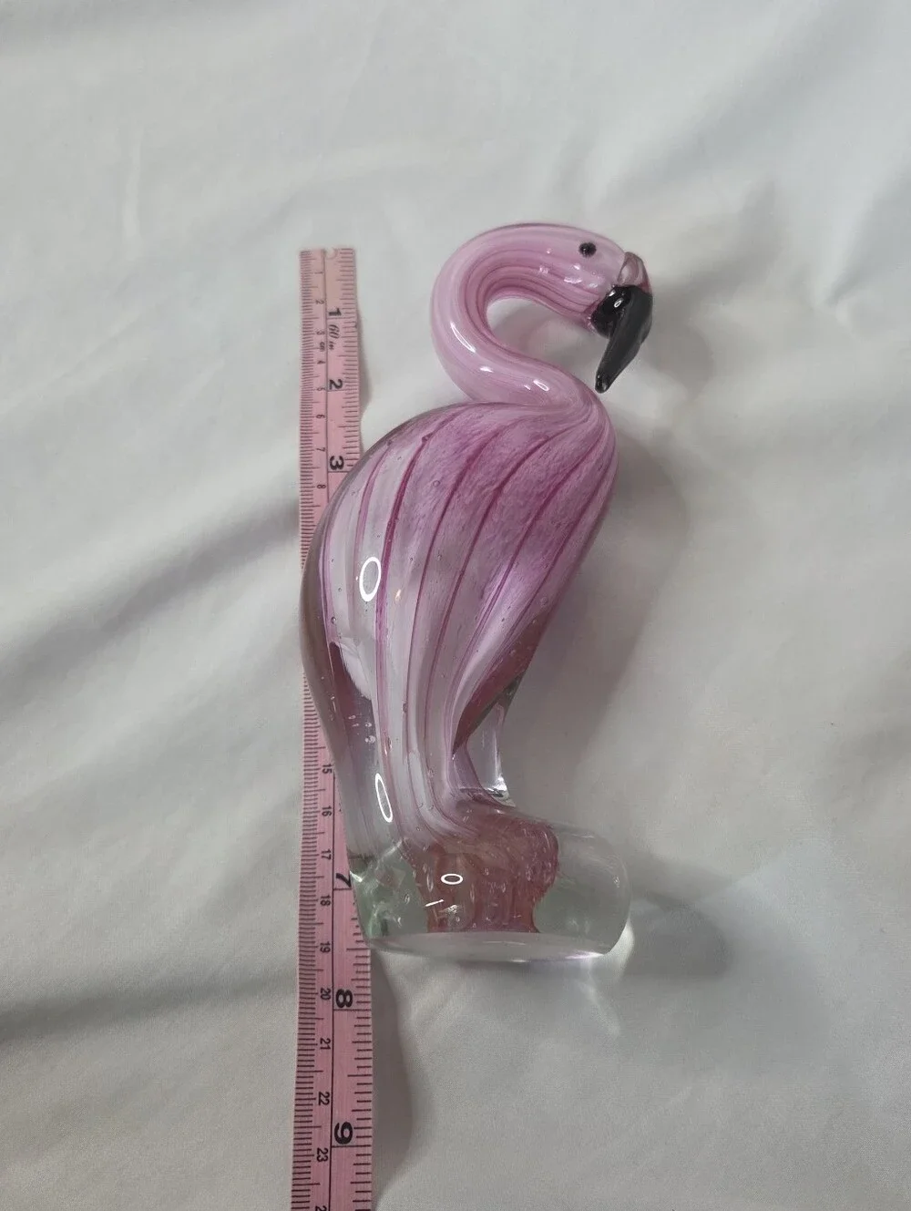 Handblown Pink Glass Flamingo Figurine